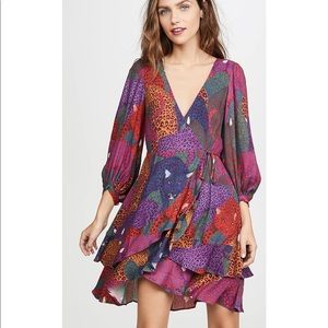 Farm Rio Rainbow Jaguar Wrap Dress Large